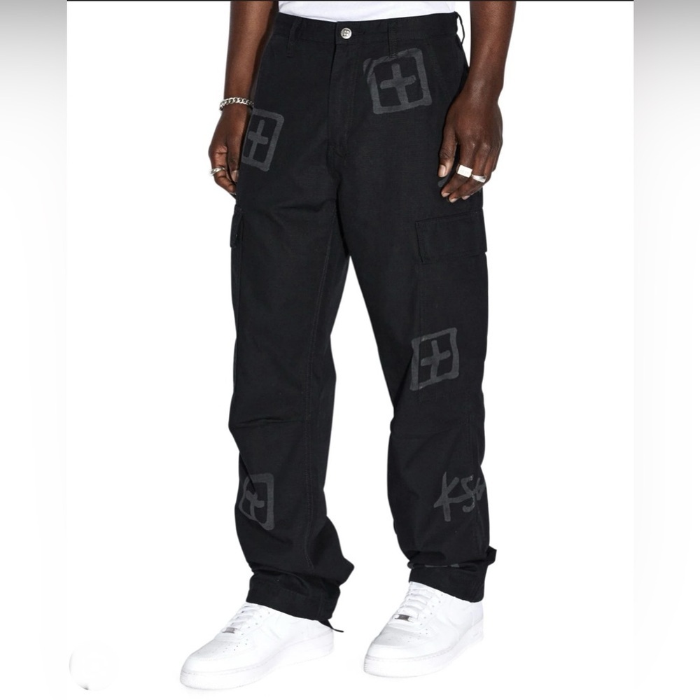 NWT Ksubi Fugitive Loose Fit Cargo Pant Kash Box in Black size 36